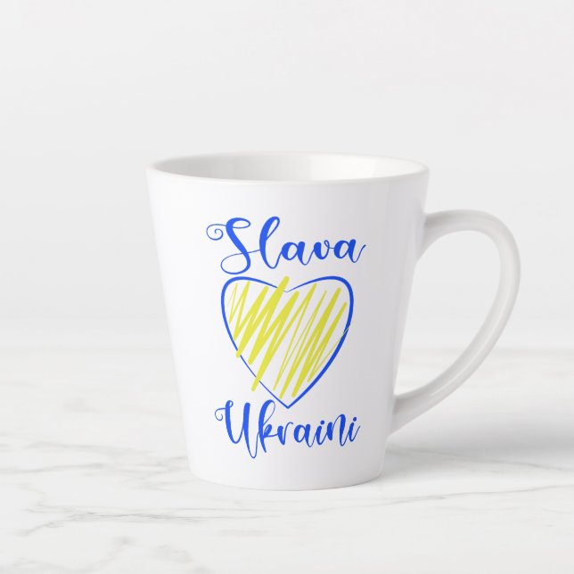 Caneca De Café Latte Slogan Slava Ucraniano Glória à Ucrânia (Direita)