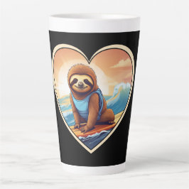 Caneca De Café Latte Sloth Surfing