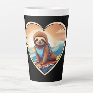 Caneca De Café Latte Sloth Surfing
