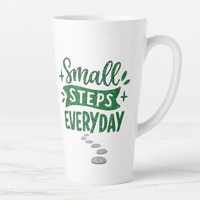 Caneca De Café Latte Small Steps Everyday Inspirational Latte Mug (Direita)