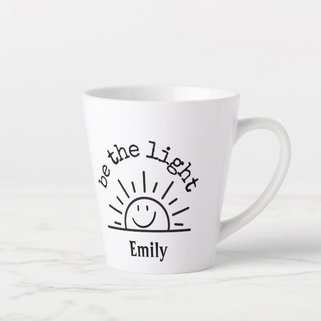 CANECA DE CAFÉ LATTE SMILEY FACE SUNSHINE PERSONALIZADO LATTE MUG (Direita)
