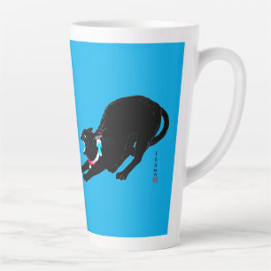 Caneca De Café Latte Snarling Hissing Black Japan Cat