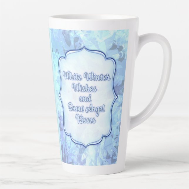 Caneca De Café Latte Snow Angel Kisses - Whimsical Winter Greeting Card (Direita)