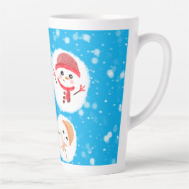 Caneca De Café Latte Snowball e Snowman Blue