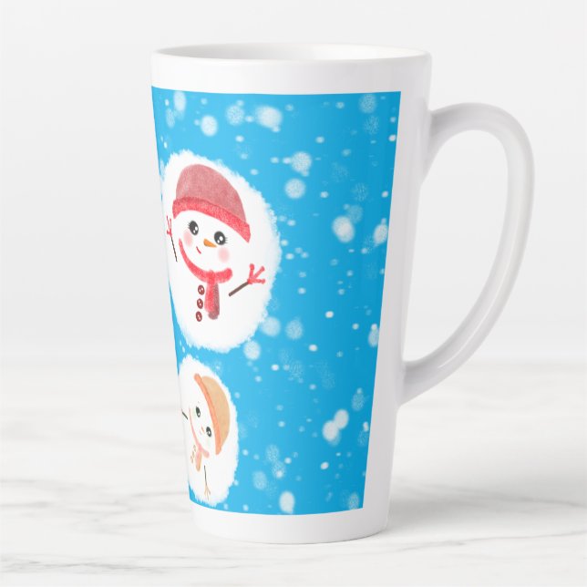 Caneca De Café Latte Snowball e Snowman Blue (Direita)