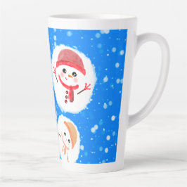 Caneca De Café Latte Snowball e Snowman Blue 2