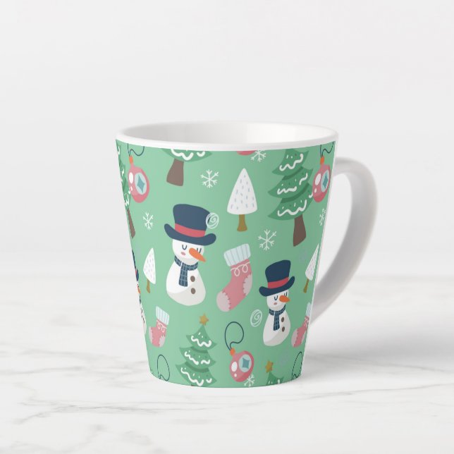 Caneca De Café Latte Snowman Christmas Latte Mug (Ângulo direito)