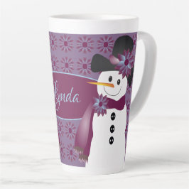 Caneca De Café Latte Snowman com ameixa