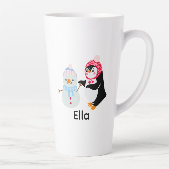 Caneca De Café Latte Snowman e Pinguim congelados (Direita)