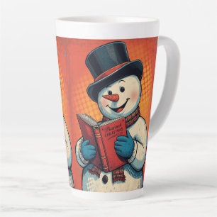 Caneca De Café Latte Snowman gosta de ler um livro