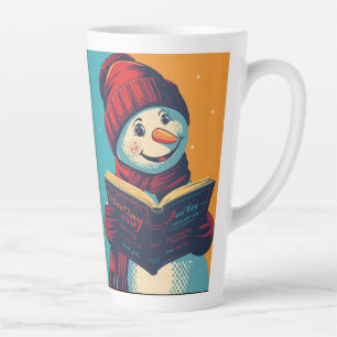 Caneca De Café Latte Snowman gosta de ler um livro, lindos contos