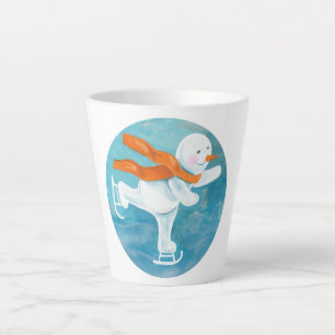 Caneca De Café Latte Snowman Ice Skater