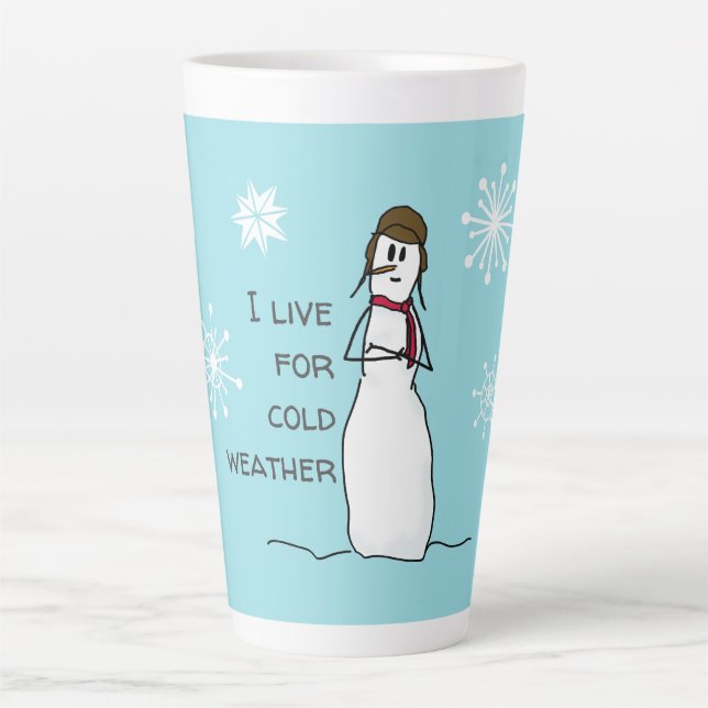 Caneca De Café Latte Snowman vive para o tempo frio (Frente)
