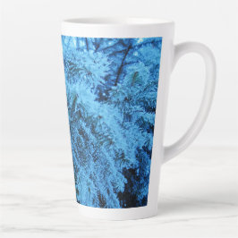 Caneca De Café Latte Snowy Forest Spruce