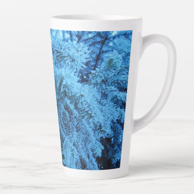 Caneca De Café Latte Snowy Forest Spruce (Direita)