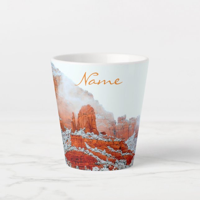 Caneca De Café Latte Snowy Sedona Red Rocks Thunder_Cove (Frente)
