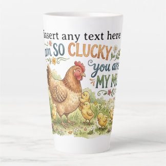 Caneca De Café Latte  So Clucky You Are My Mum Watercolor Hen and Chick