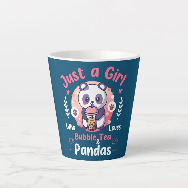 Caneca De Café Latte Só uma garota que ama Bubble Tea e Pandas (Frente)