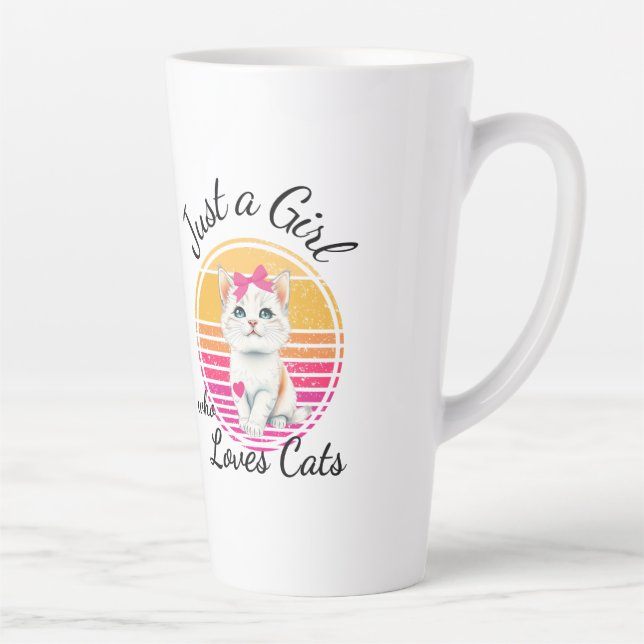 Caneca De Café Latte Só uma garota que ama gatos (Direita)