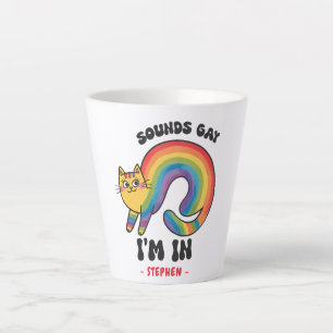 Caneca De Café Latte Soa Gay, estou dentro do Rainbow Cat LGBTQ Pride