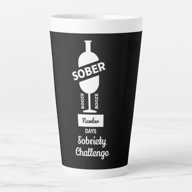 Caneca De Café Latte Sober AF Recuperação de dependência alcoólica (Frente)
