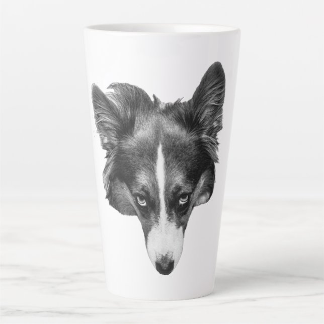 Caneca De Café Latte soft gaze corgi calm (Frente)