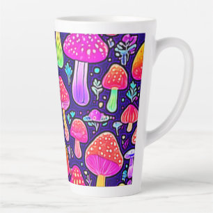Caneca De Café Latte Soft Neon: Patch do Cogumelo de Cartoon