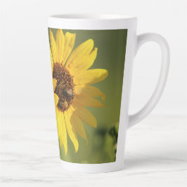 Caneca De Café Latte Soft Yellow Wild Sunflowers and Bees Photograph