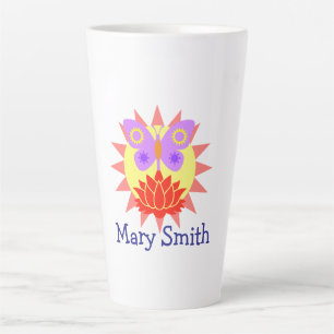 Caneca De Café Latte Sol, Borboleta e Flor
