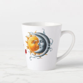 Caneca De Café Latte Sol e Lua Apaixonando-se um pelo outro em uma