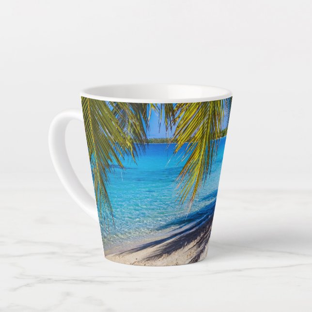 Caneca De Café Latte Sombras na praia (Ângulo esquerdo)