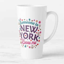 Caneca De Café Latte Someone in New York Loves Me Retro Funny Design