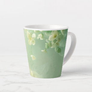 Caneca De Café Latte Sonhador Floral de Sage Macio e Verde Menta