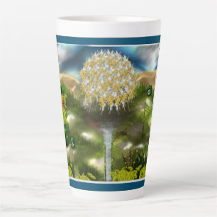 Caneca De Café Latte Sonho de Olhos Surreais de Dandelions