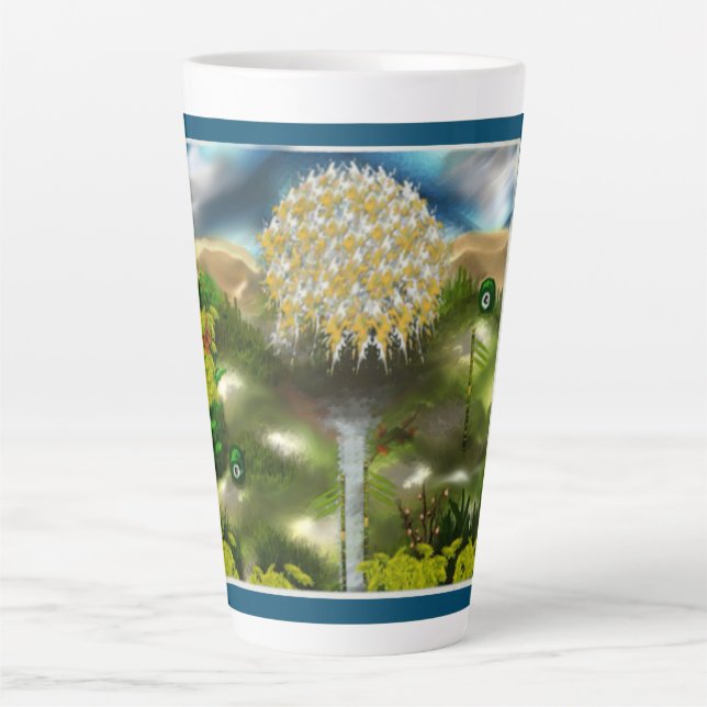Caneca De Café Latte Sonho de Olhos Surreais de Dandelions (Frente)