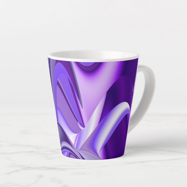 Caneca De Café Latte Sonhos de Arco-Íris de Flor Roxo (Ângulo direito)