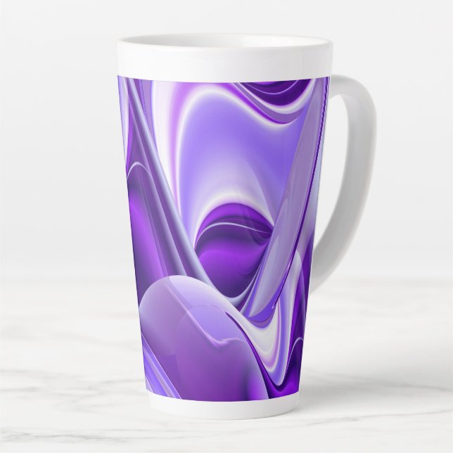 Caneca De Café Latte Sonhos de Arco-Íris de Flor Roxo (Ângulo direito)