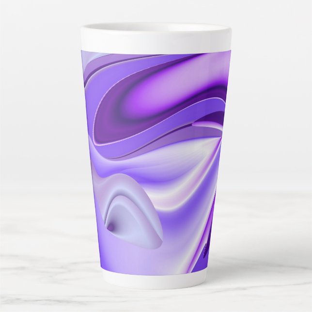 Caneca De Café Latte Sonhos de Arco-Íris de Flor Roxo (Frente)