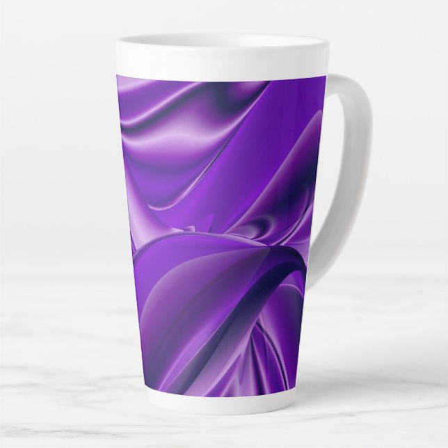 Caneca De Café Latte Sonhos de Arco-Íris de Flor Roxo (Ângulo direito)