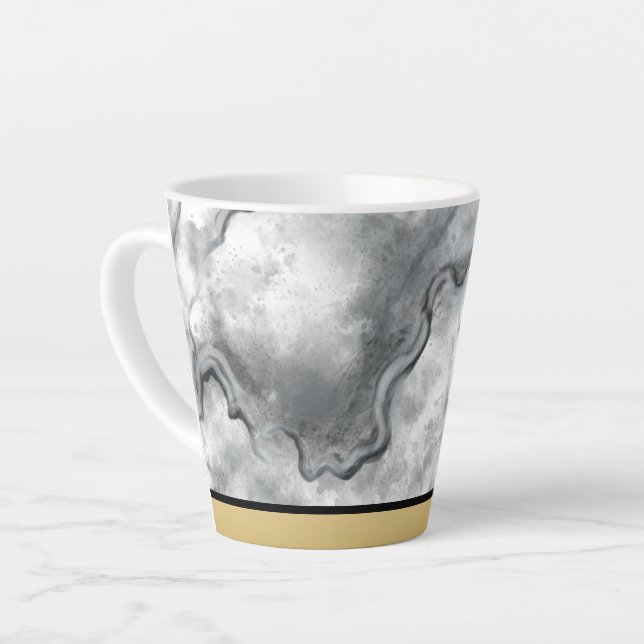 Caneca De Café Latte Sophisticated Black Marble Coffee Cup  (Ângulo esquerdo)
