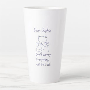 Caneca De Café Latte Sorrir Gato com Mensagem
