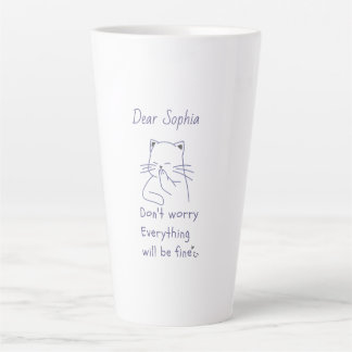 Caneca De Café Latte Sorrir Gato com Mensagem