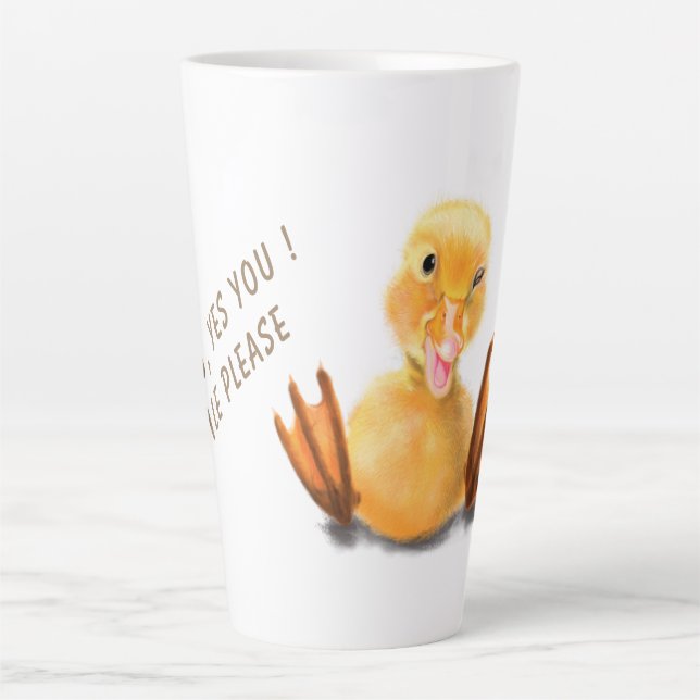 Caneca De Café Latte Sorriso de Piscar os olhos com Pato Amarelo Engraç (Frente)