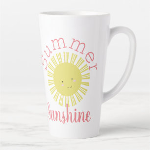 Caneca De Café Latte Sorriso Fofo Sol Brilhante Verão