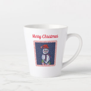 Caneca De Café Latte Sorriso Snowman Hat Scarf Com Luzes De Natal