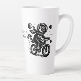 Caneca De Café Latte Space Lemur Astronaut Riding Bicycle - Madagascar 