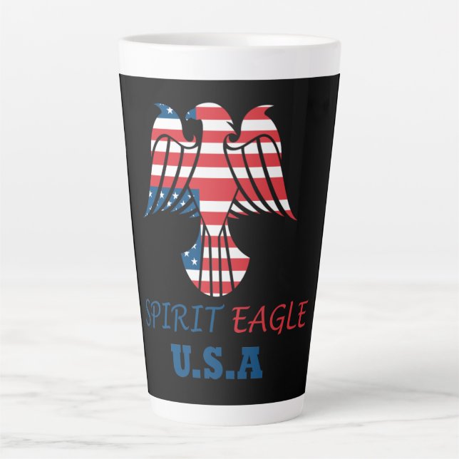 Caneca De Café Latte Spirit Eagle, pavilhão dos EUA (Frente)