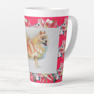 Caneca De Café Latte Spitz alemão Pomeranian Watercolor Dog Latte Mug