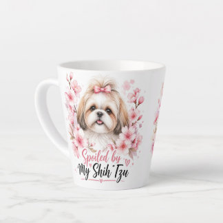 Caneca De Café Latte Spoiled By My Shih Tzu Cute Floral Dog Mom Mug