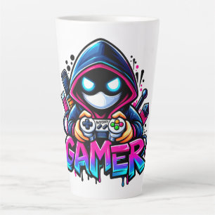 Caneca De Café Latte Spooky Gaming – Controle Fantasma de Gamer de Hall